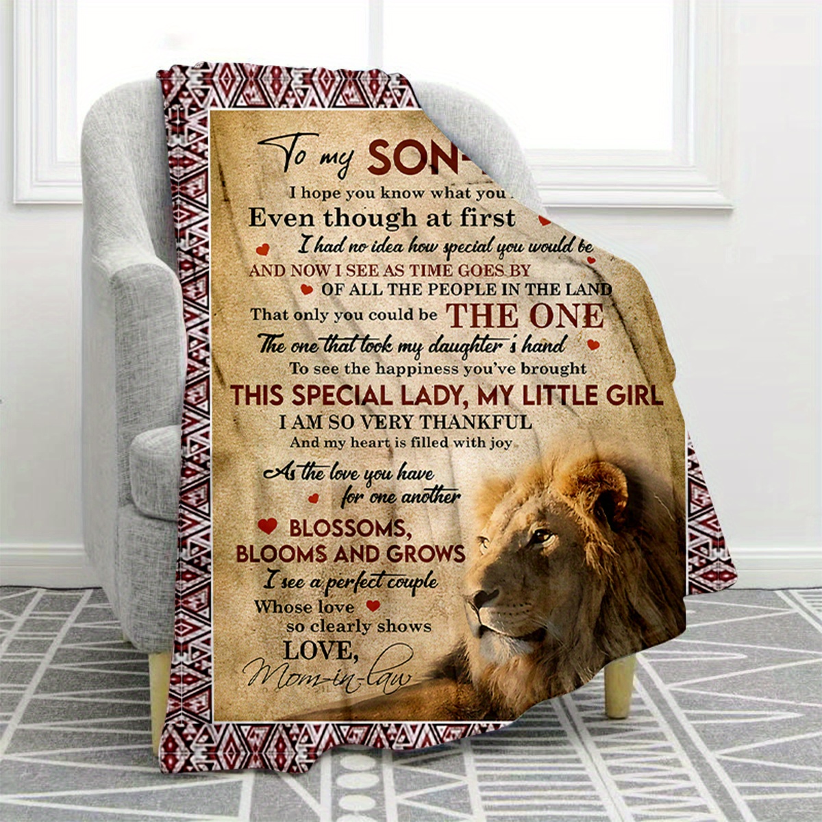 Lion Printed Flannel Blanket Son in law Mom in law Envelope Temu