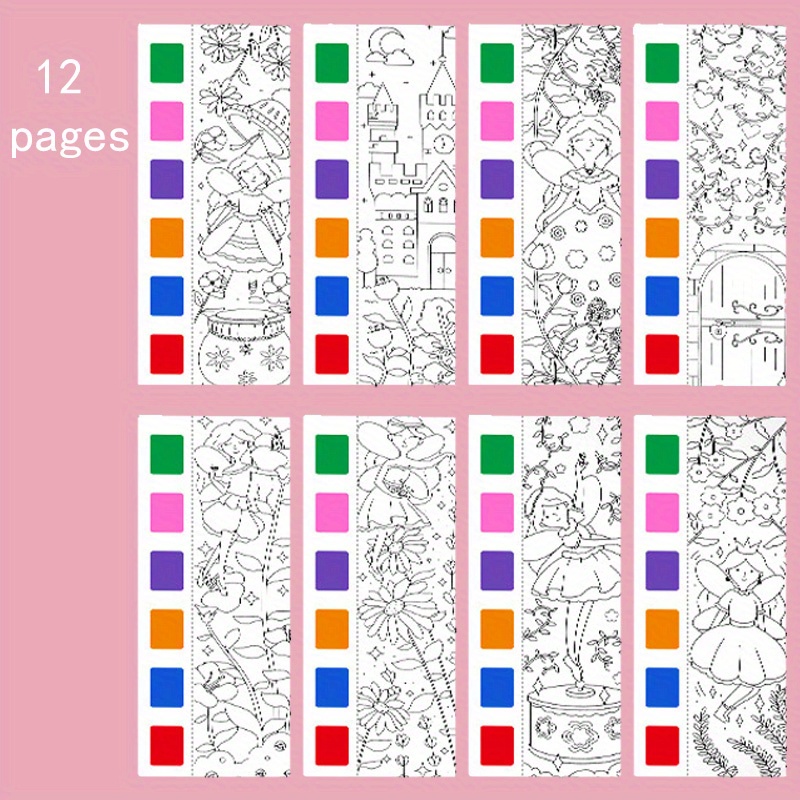 12 page Children's Watercolor Coloring Book: Improve Kids' - Temu