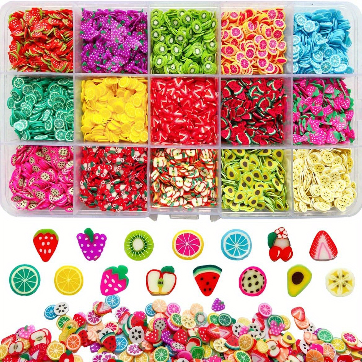 24 Fruit Slice Nail Art Kit Polymer Clay Slices DIY Crafts Nail Art