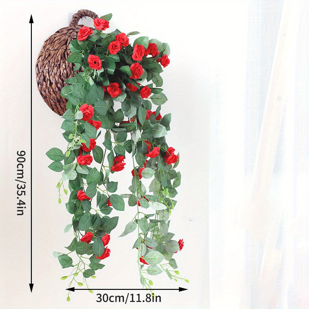 Cheer.US Fake Rose Vine Flowers Plants Artificial Flower Hanging