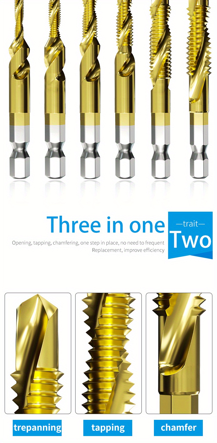 Machine Tap Titanium Plated Hand Drill Integrated Tap Set Temu