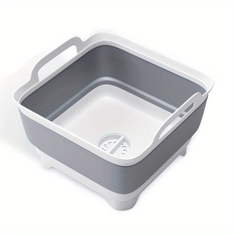 Vamako 9L Collapsible Dish Tub, Folding Laundry Tub, Washing Basin with  Draining Plug, Portable Sink Camping Dish Tub, Portable wash Dish Basin.  Blue