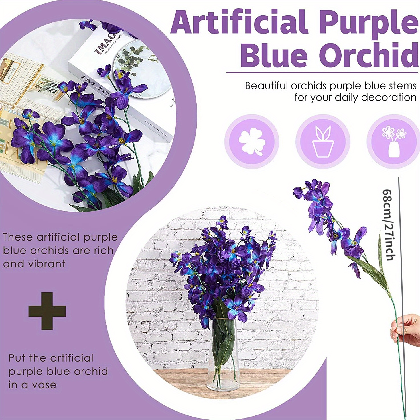 5pcs 27 Pollici Orchidea Blu Viola Artificiale Fiori Finti Orchidee Viola  Fiori Seta Matrimonio Dinning Casa Ristorante Decorazione Bouquet Nuziale  Corsage Boutonniere Decorazione Ghirlanda - Casa E Cucina - Temu Italy