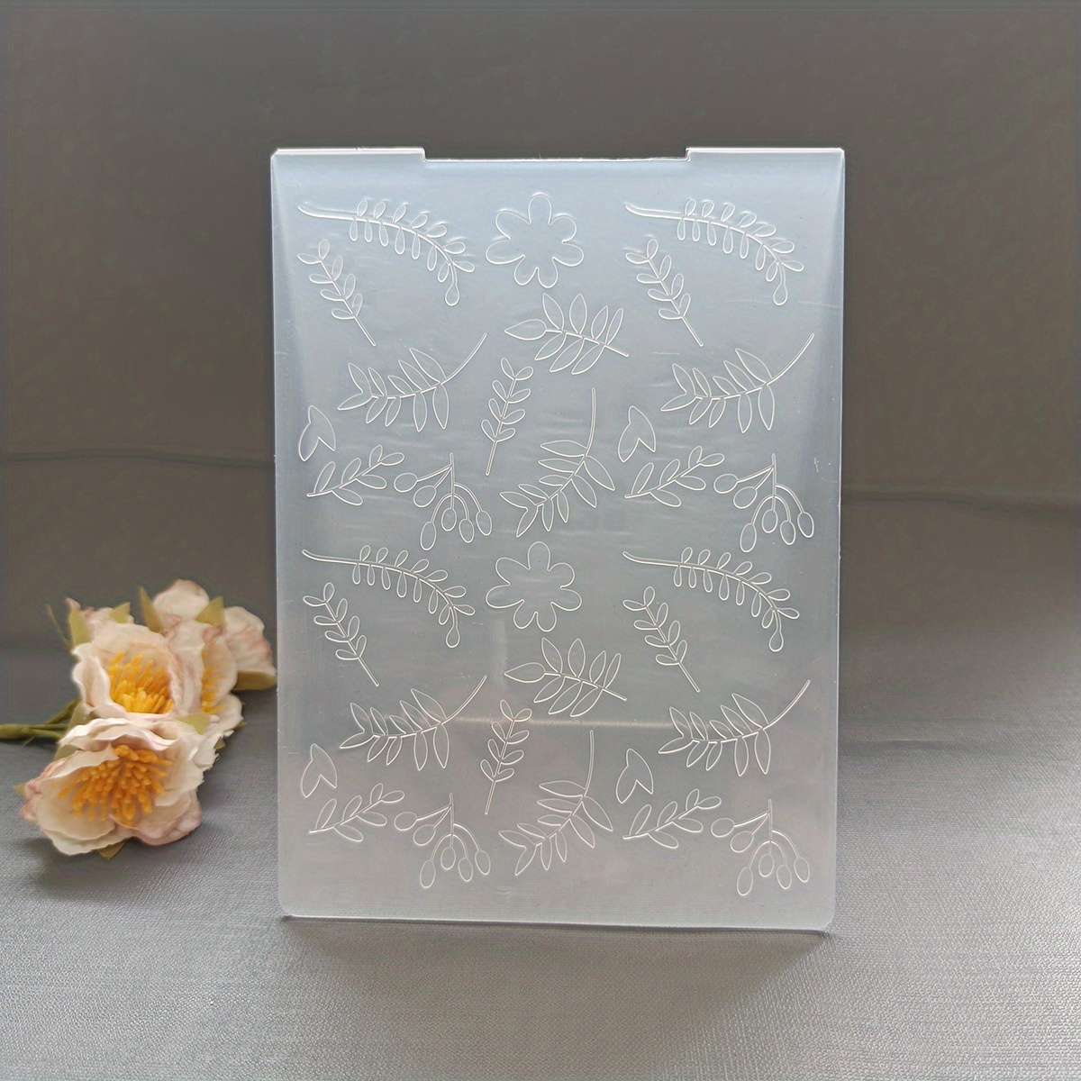 Small Leaves Flowers Embossing Folders Plastic Plates Design Temu