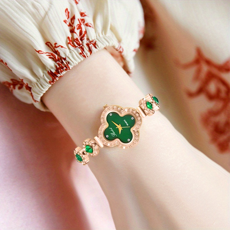 Rhinestone & Clover Decor Bracelet