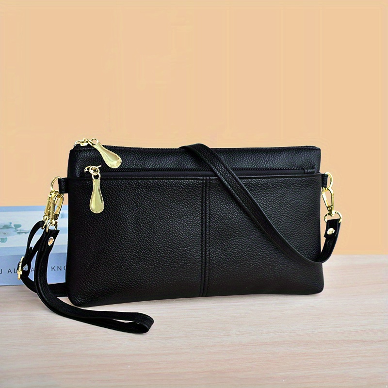 Small Leather Zippered Clutch Bag for Women with Detachable Shoulder Strap  - Von Baer