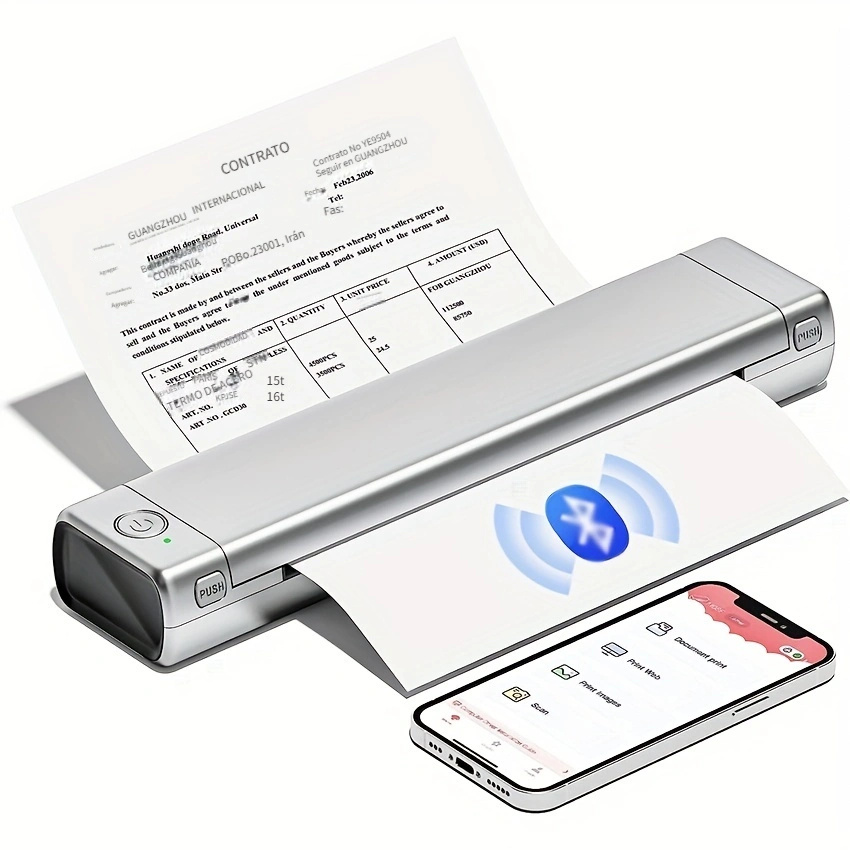 HPRT Paquete de impresora portátil a4 impresora térmica móvil y cinta,  soporte de papel a4 y papel de carta estadounidense para impresión  inalámbrica