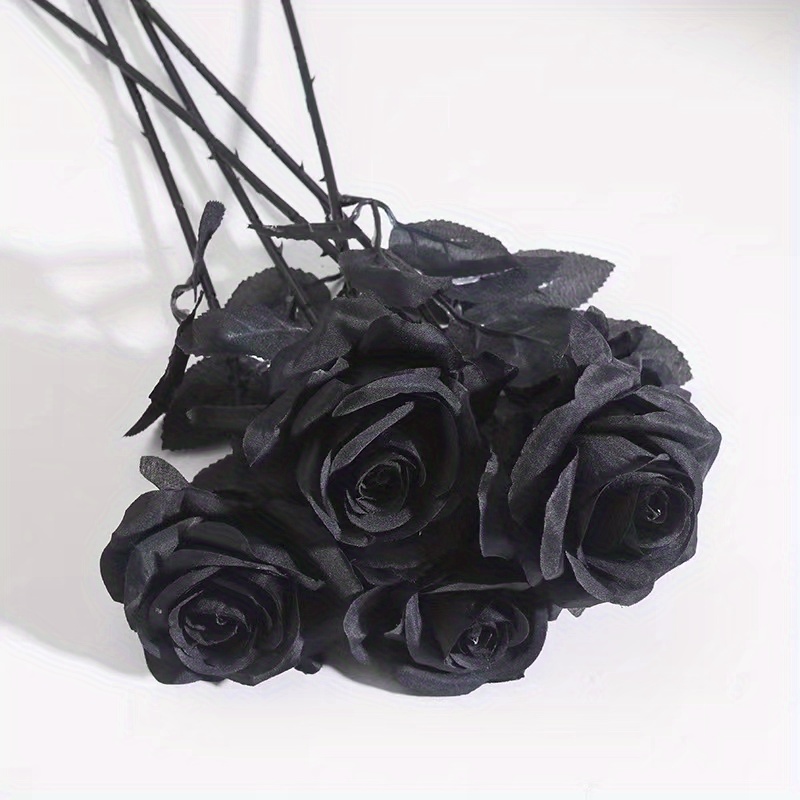 5 teste fiori artificiali gotici Halloween Bouquet di Rose nere finte  pianta di san valentino pratiche