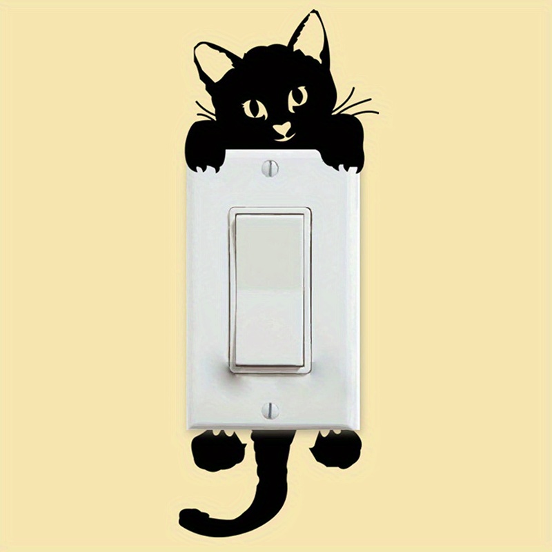 1 Stück Schwarzer Süßer Katzen lichtschalter aufkleber - Temu Germany