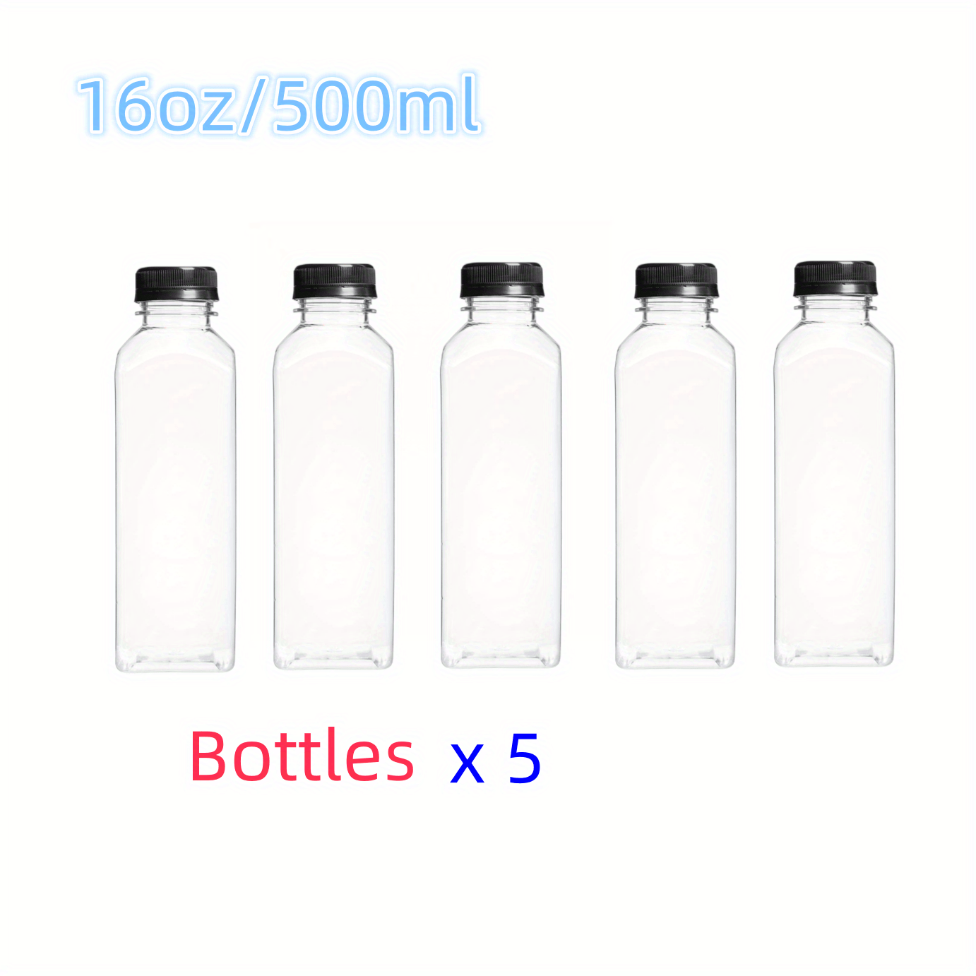 5pcs Plastic Juice Bottles, Clear Bulk Beverage Container, Leak-proof &  Large Capacity, Creative Juicing Container For Smoothies, Juice, Milk & Diy