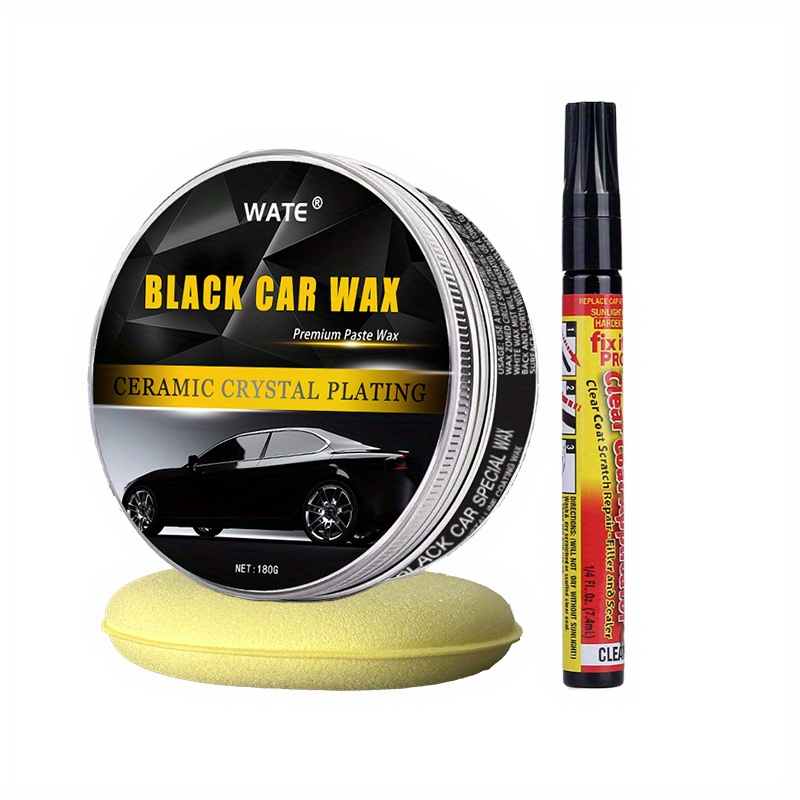 WEICA Black Car Wax Solid for Black Car Special Wax Scratches Remover Auto Ceramics Coating 180g with Free Waxing Sponge and Towel-Black