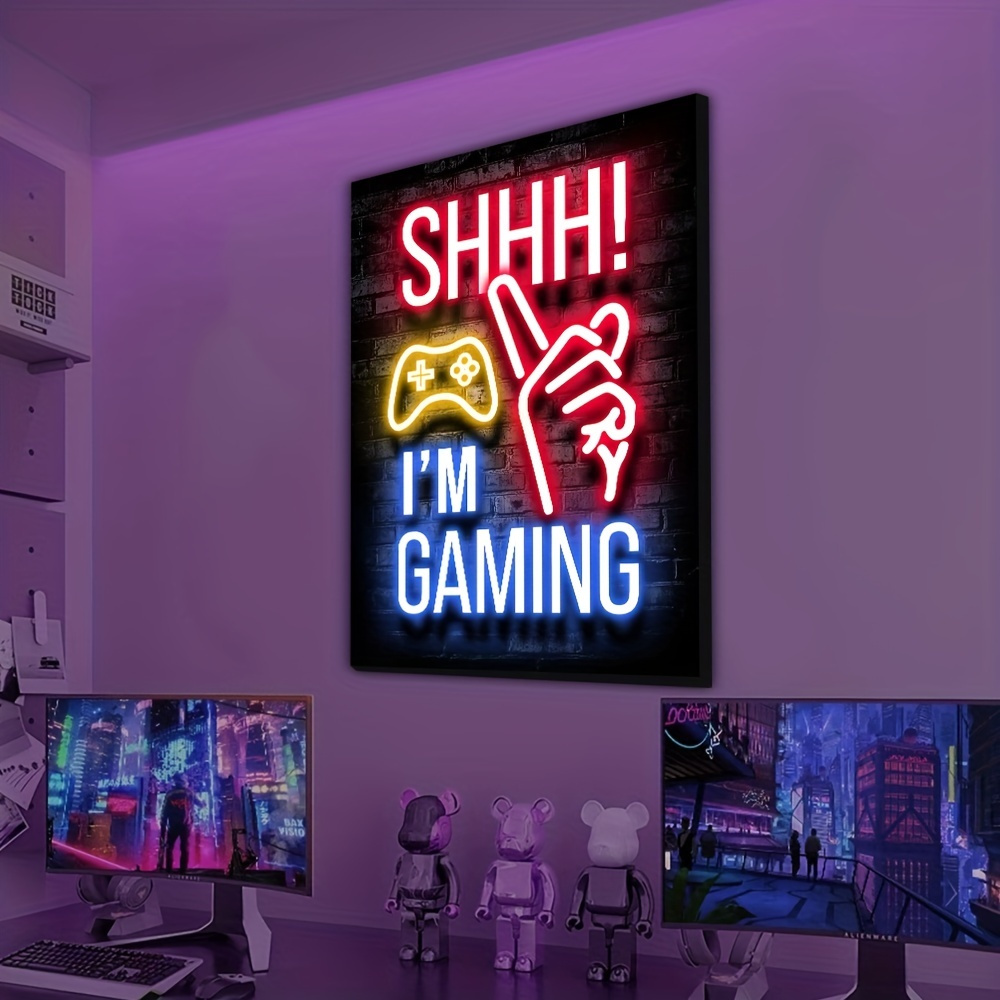 1pc Neon-colored Gaming Room Poster, Game Room Decor, Bedroom Decor, Video  Game Inspirational Poster, Gaming Decor, Esports Bar Entertainment Venue  Decoration, Size 12*8in