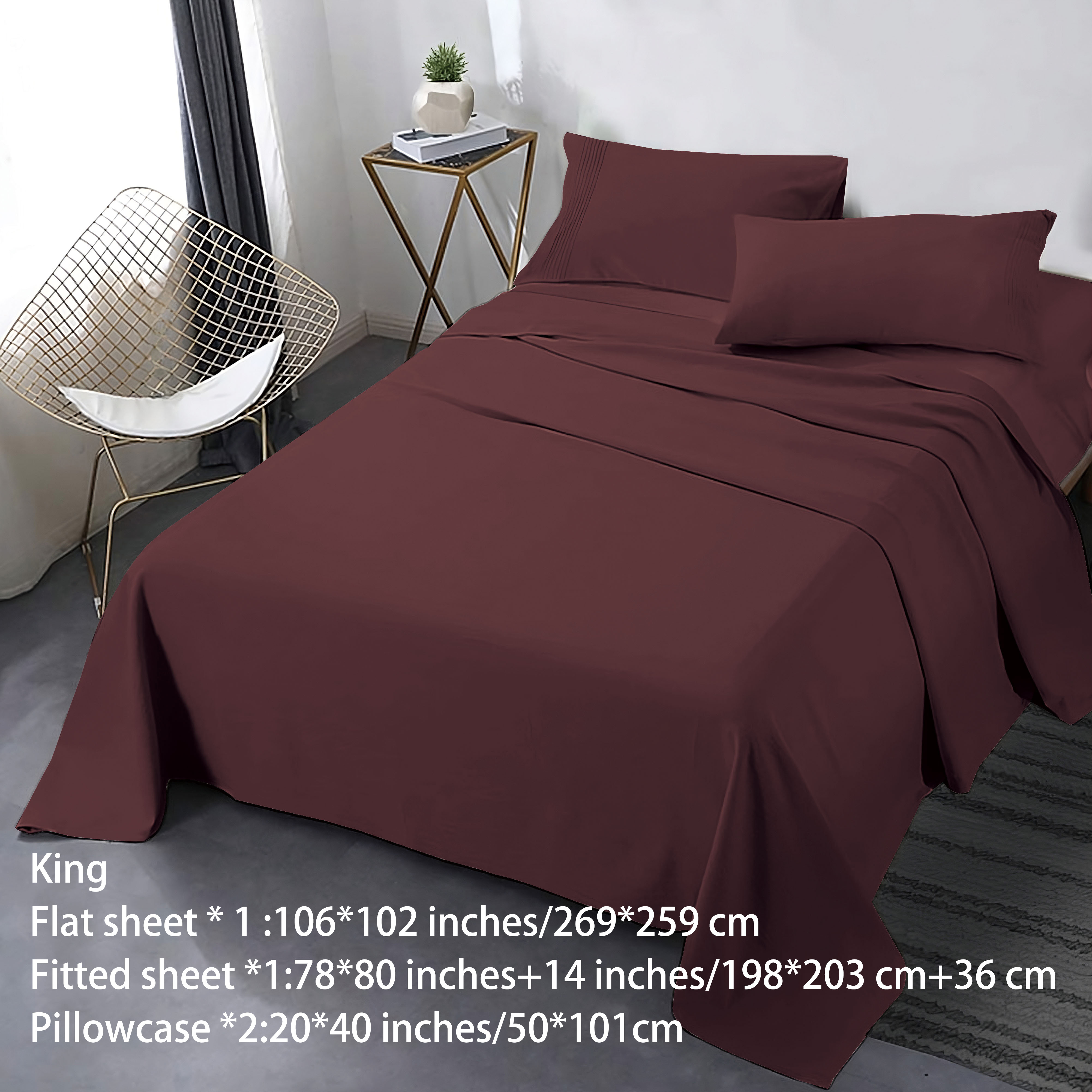 4 Piece Microfiber Bed Sheets Set, King Queen Full Twin Deep pocket fitted  Sheet, Flat Sheet, 2 Pillowcases (Queen,Brown)