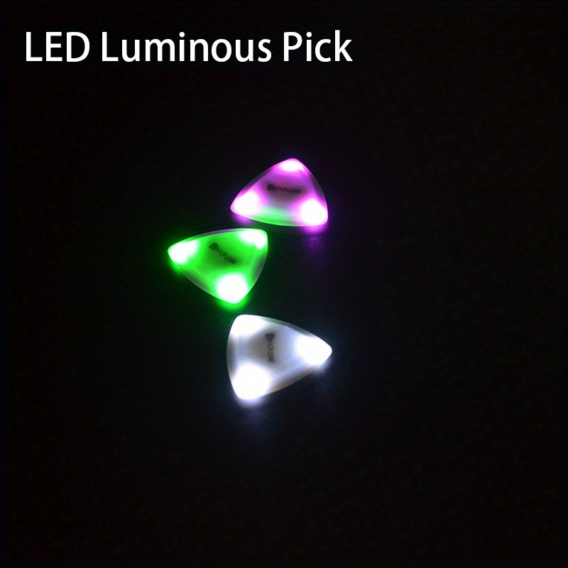   LED 発光ギターピック - 3 色のライトオプション付き木製エレキギターピック (ホワイト/グリーン) 詳細 0