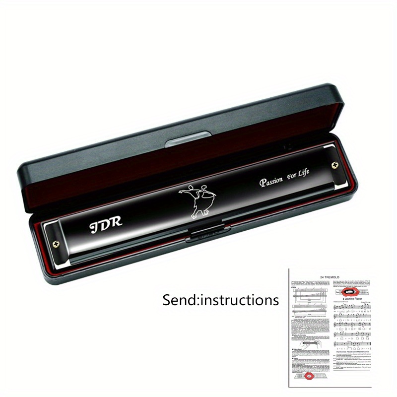 C Tune 24 Hole Harmonica for Beginners - Double Reed Instrument for Adults & Chi