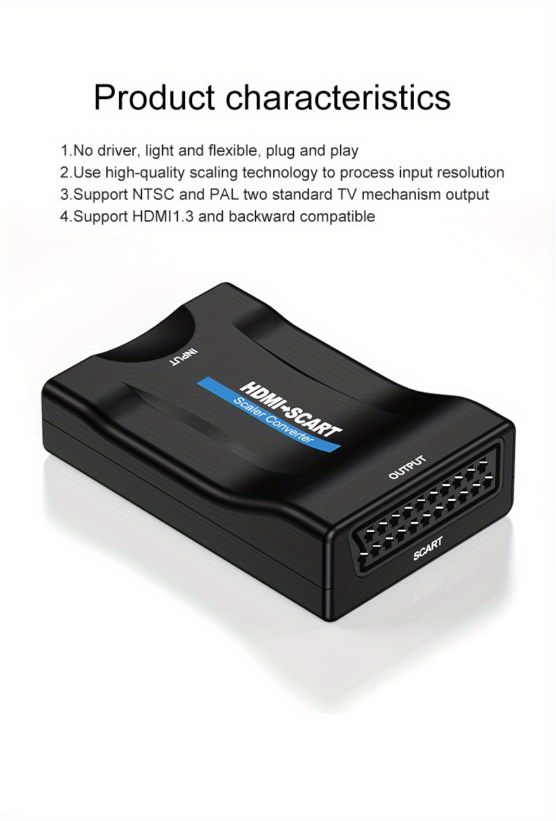 1080P SCART HDMI-compatible Video Audio Converter with USB Cable For HDTV  Sky Box DVD Television Signal Upscale Converter