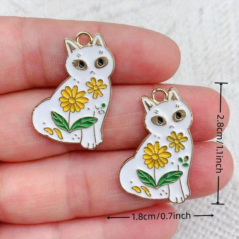50pcs 10 Styles Alloy Enamel White Cat Charms Mixed Styles Cute Animal Charms Cartoon Kitten Charms Bulk for Bracelets Necklace Jewelry Making,Temu