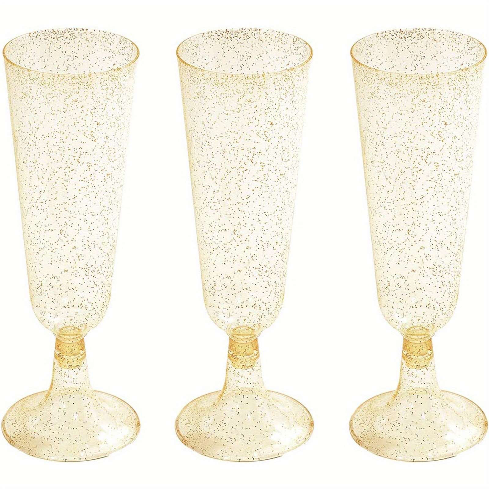 Gold Glittered Plastic Wine Glasses