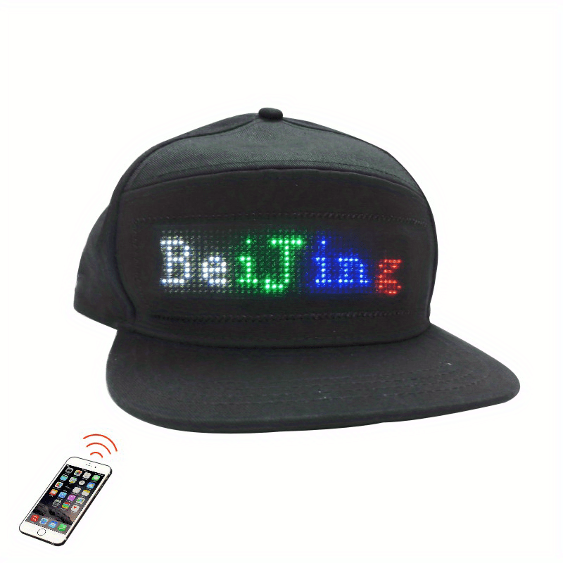 LED Cap, LED Display Screen Smart Hat Bluetooth Adjustable Cool Hat for  Party Club