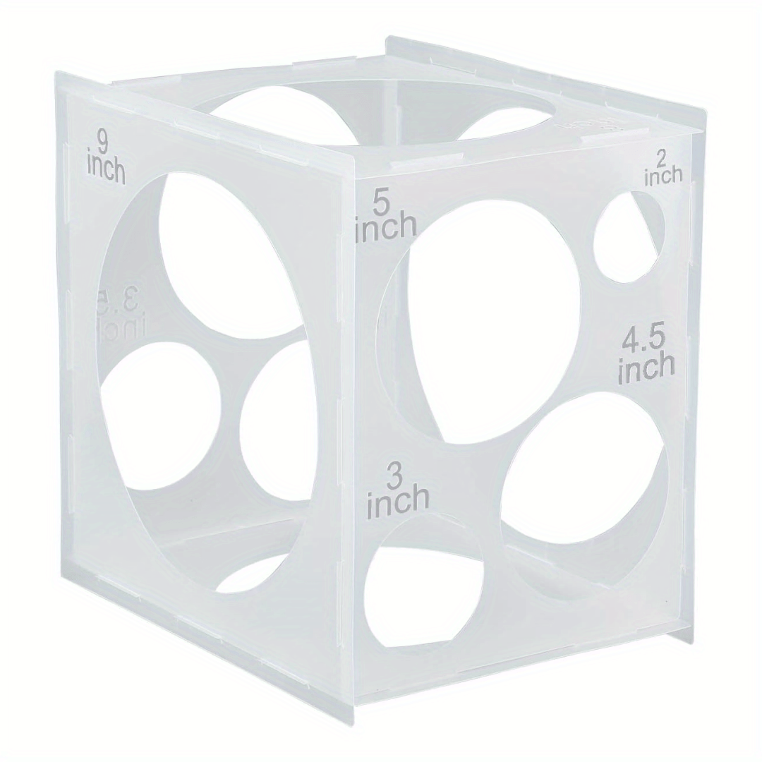 Medidor de globos de 11 agujeros, herramienta de medición de caja de cubo  para decoración de globos, caja de tamaño de globos, calibrador de globos