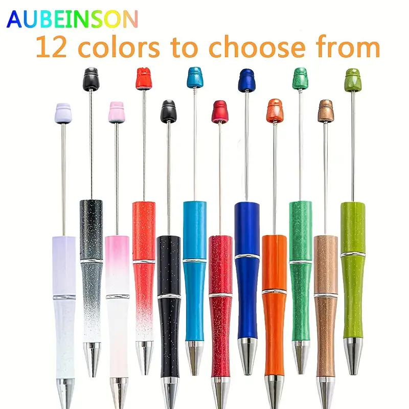 Diy Bead Pen Plastic Beadable Pen Assorted Bead Pen - Temu