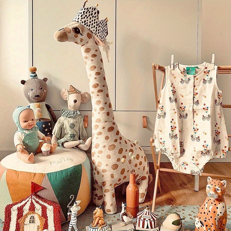 Jirafa de simulación de tamaño grande de 26,38 pulgadas, Animal de peluche  suave, jirafa, muñeco durmiente para regalo de cumpleaños de estudiantes, d