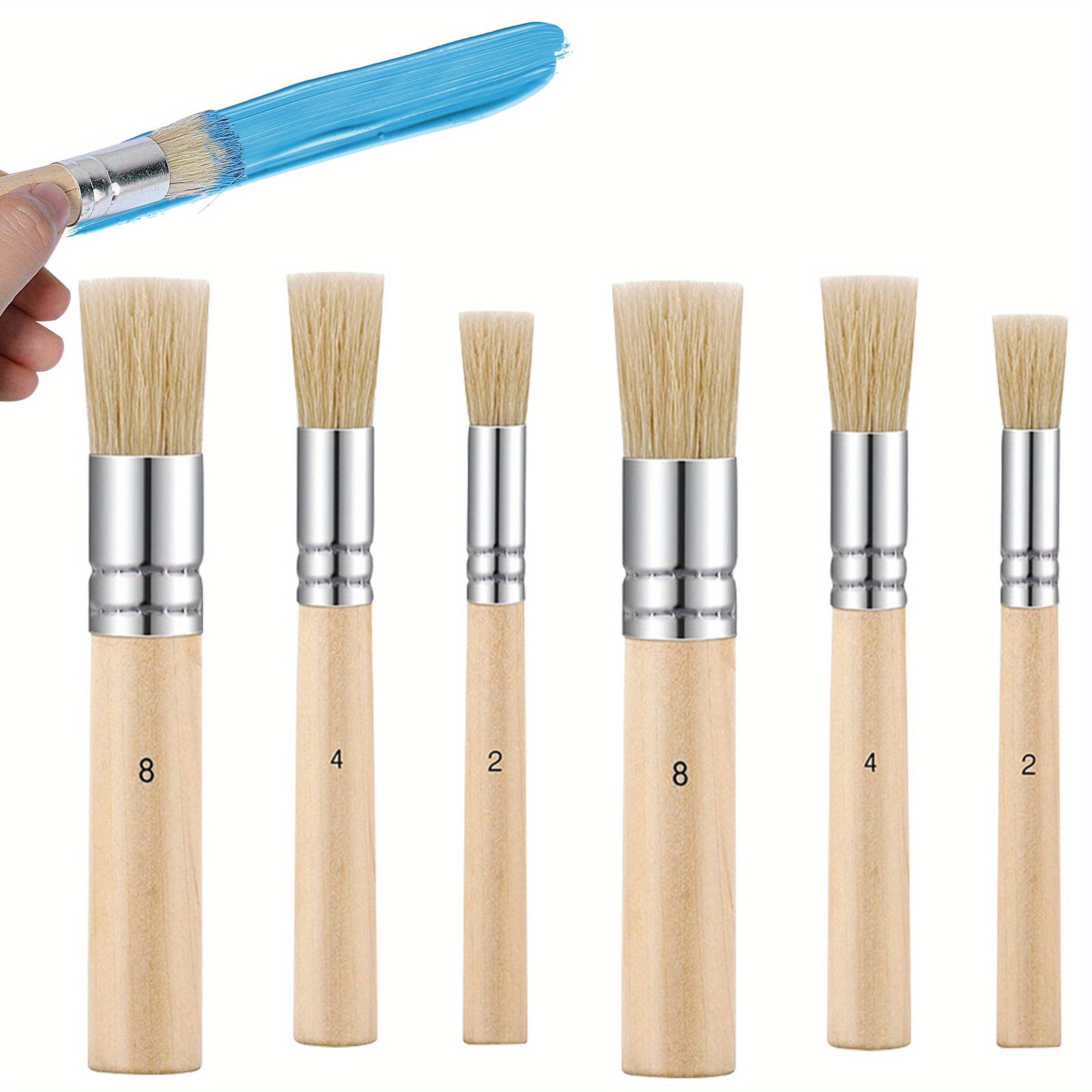 Wooden Stencil Brush Three Sizes Pure Natural Bristle Paint - Temu