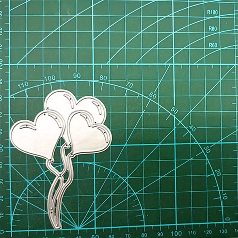 Heart-shaped Balloon Metal Die-cutting Craft Stencil For Scrapbooking, Embossing, Diy Albums, Greeting Cards, And Birthday Decorations