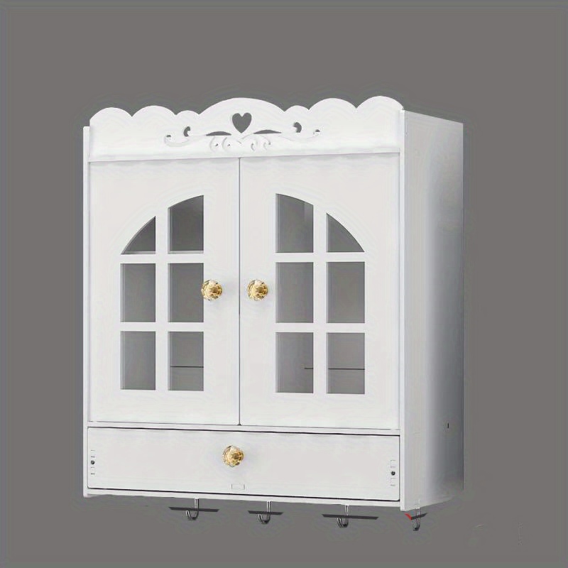 1pc Dust Proof Wall Mounted Bathroom Cabinet With 2 Doors White Storage ...