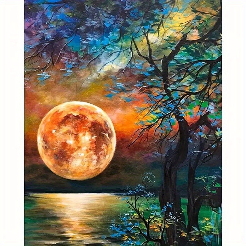 5d Pittura Diamante Lago Kit Pittura Diamante Luna Adulti Te - Temu Italy