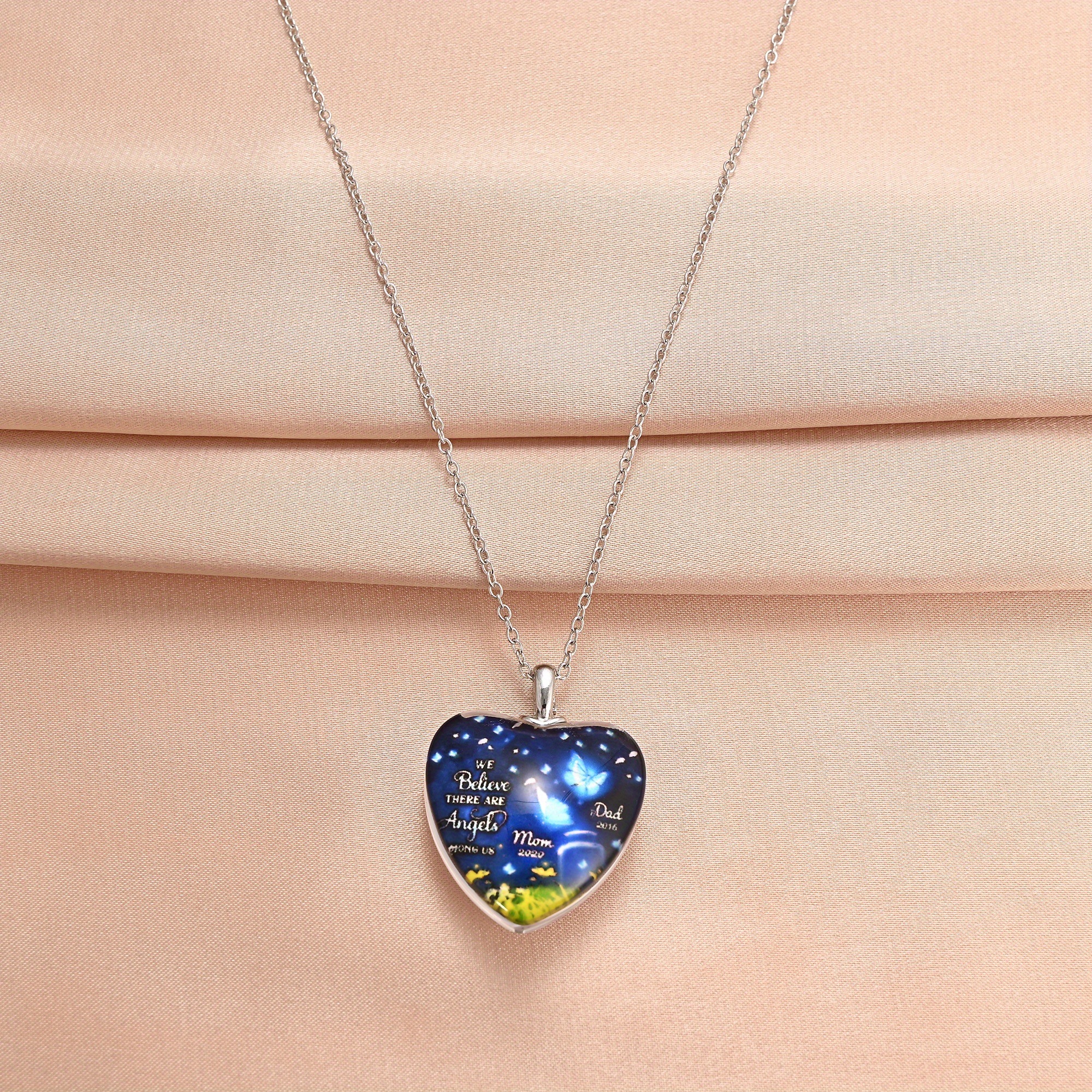 Collier Pendentif Cœur Bleu Argent Avec Papillon Et Cabochon - Chaîne 45 Cm - Neuf Avec étiquettes