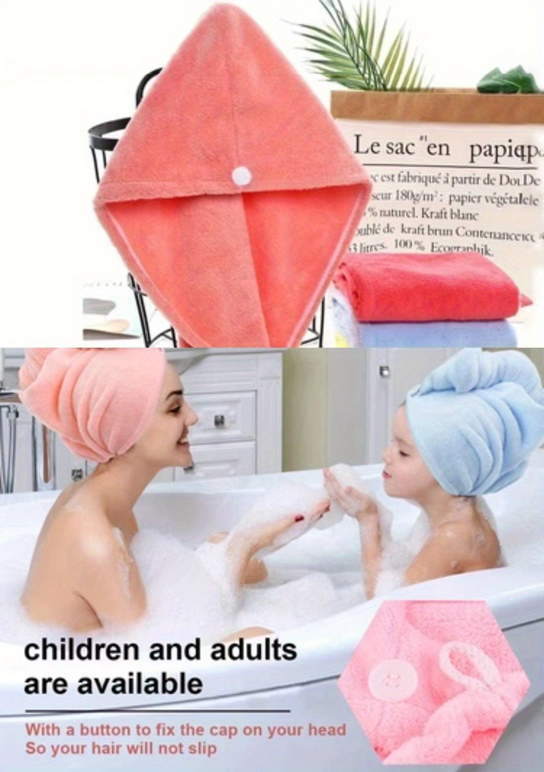 Drying Hair Towel Microfiber Hair Care Button Super Temu
