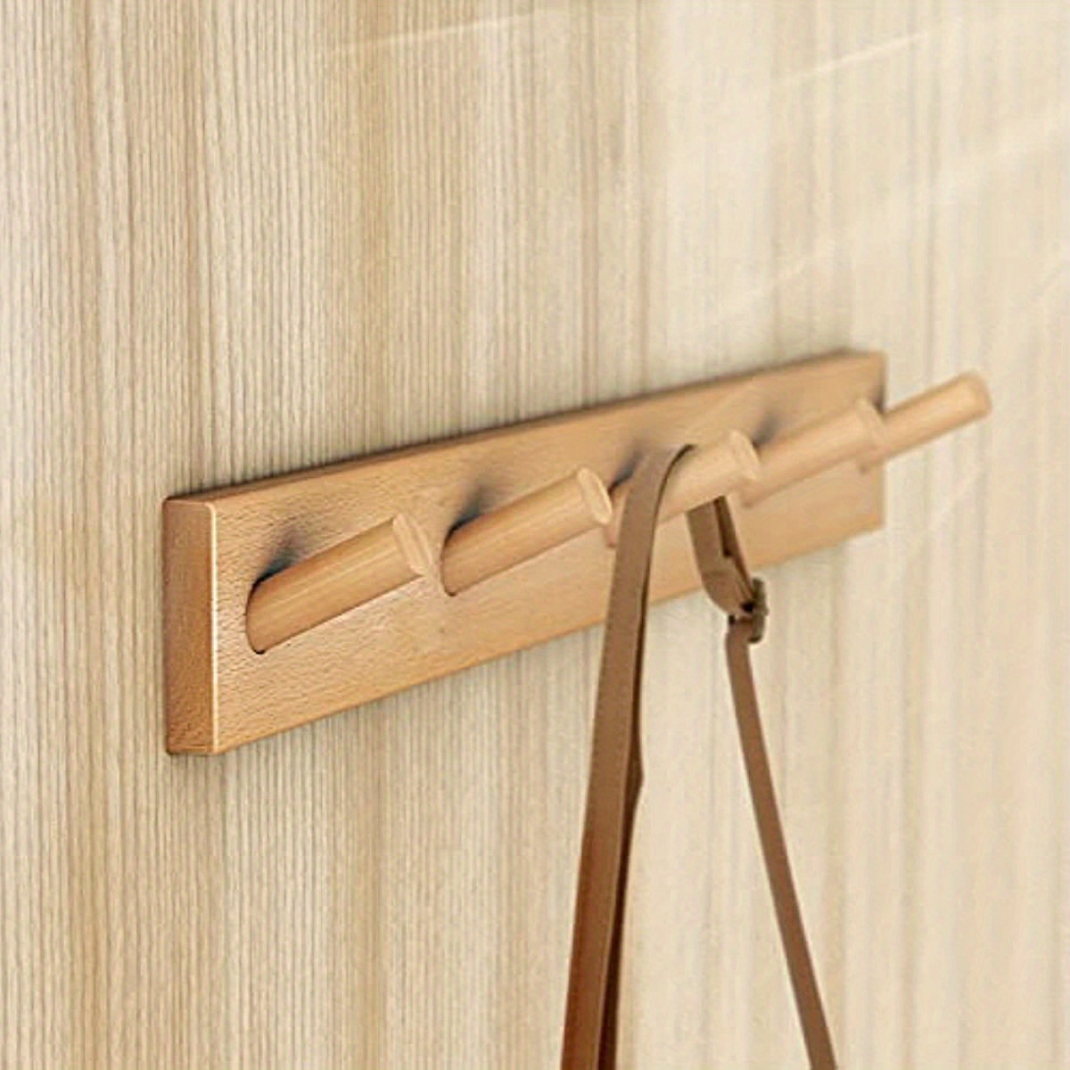 Natural Wood Clothes Hanger Wall Mounted Coat Hook - Temu