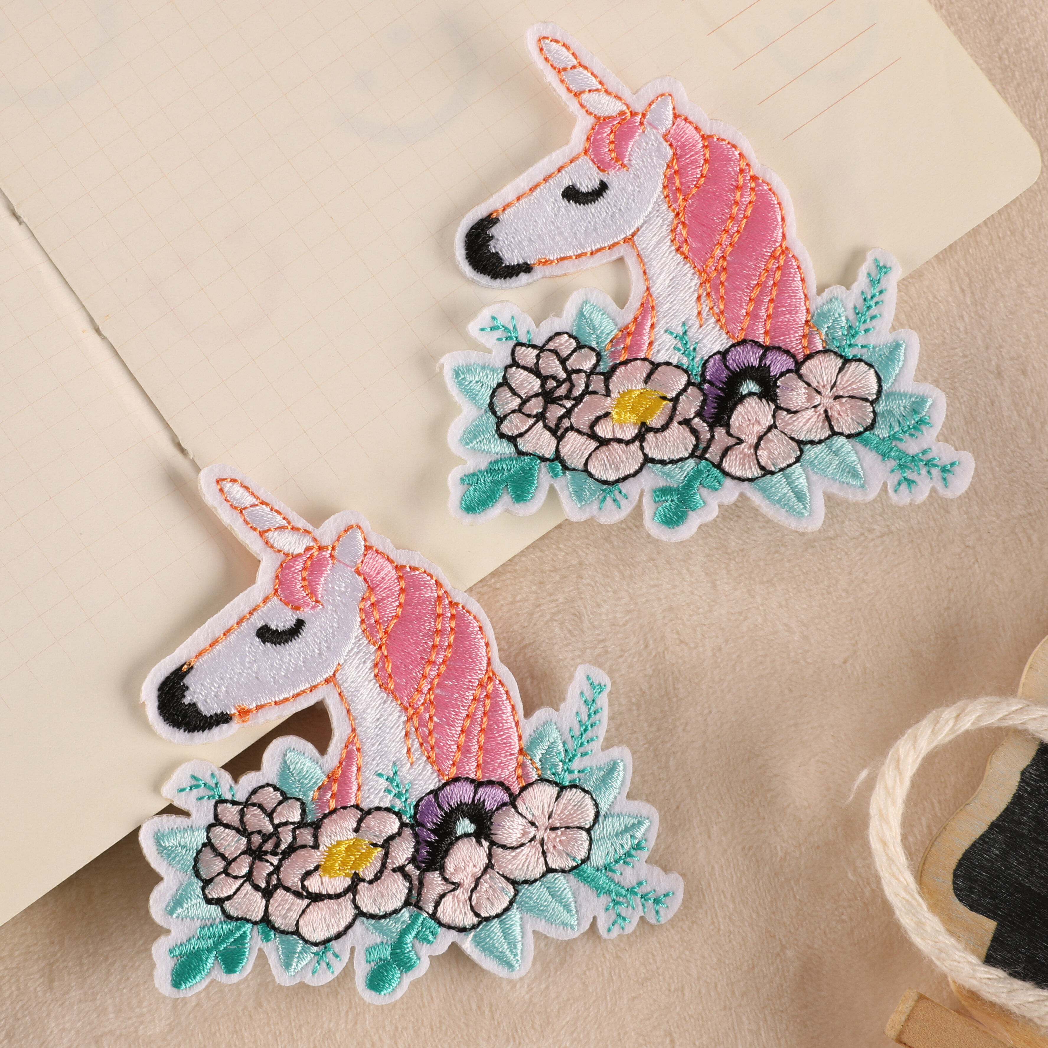 Flower Unicorn Patch Iron on Patches for Clothing Stripes Badge Sew on  Stickers on Clothes Embroidered