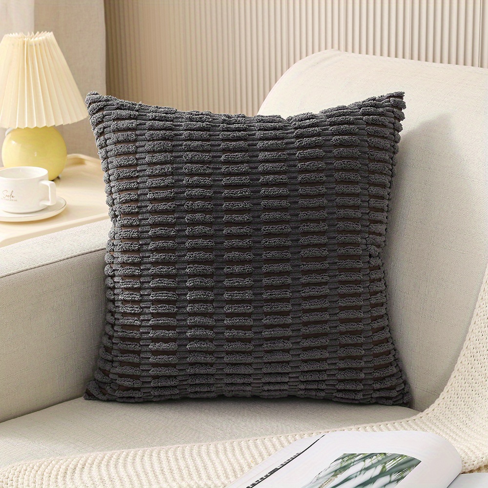 Solid Cushion Cover Modern Corduroy Soft Throw Pillow Cover Striped Square  Pillowcase for Sofa Living Room Bed Room Decoration