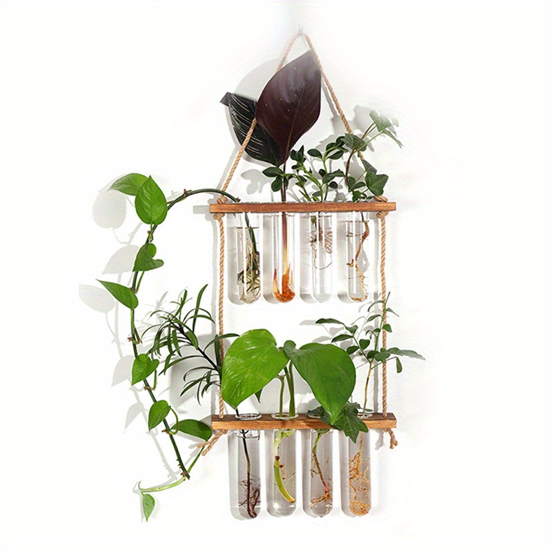 XXXFLOWER Wall Hanging Terrarium Planter with 5 Test Tubes,Wall Planters  for Indoor Plants,Plant Lover Gifts for Women Garden Office Decoration