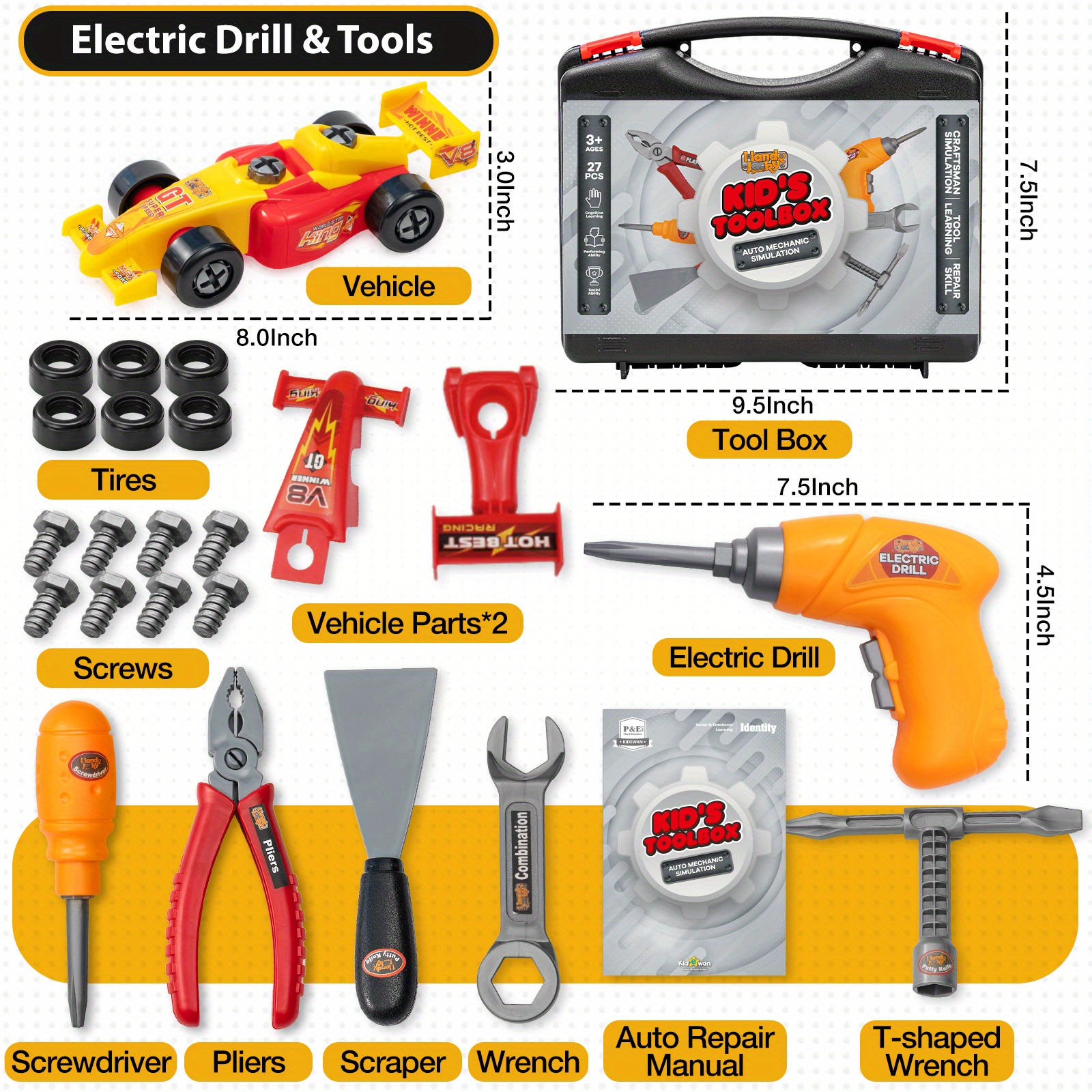 Kids mechanic 2024 tool set