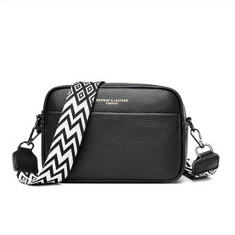 1 Crossbody Bag With Coin Purse, Geometric Pattern Square Bag
