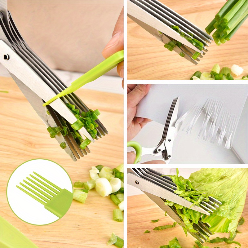 VIBIRIT Herb Scissor, Leaf Stripper, Stainless Steel 5 Blade Kitchen  Scissors,Peelers for Kitchen,for Chopping Chive, Vegetables, Salad,Collard