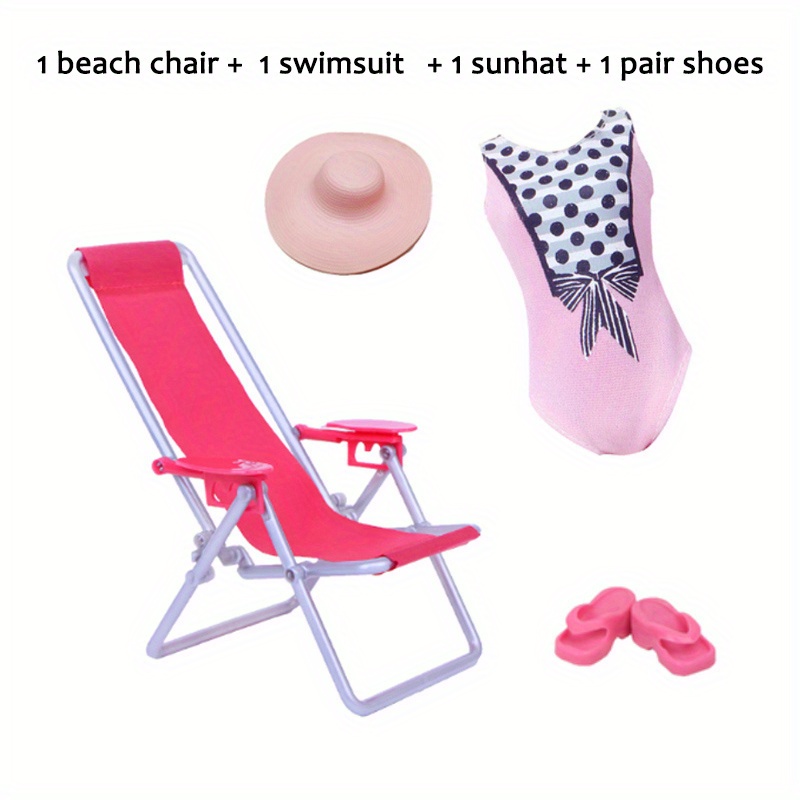 Image of 4pcs/5pcs Item Accessories Swimwear For 30cm/11.5'' Dolls Bikini Set Diving Suit Set Swim Ring Sunhat Beach Chair Slipper Shoes Playset Toys For Girls Summer Doll Clothing And Accessories (no Doll)