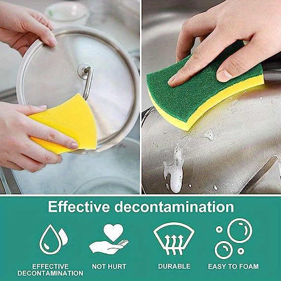 Double-sided Cleaning Function Sponge Nano Decontamination Environmental  Protection Scratch-resistant Tableware Kitchen Cleaning Supplies - Temu