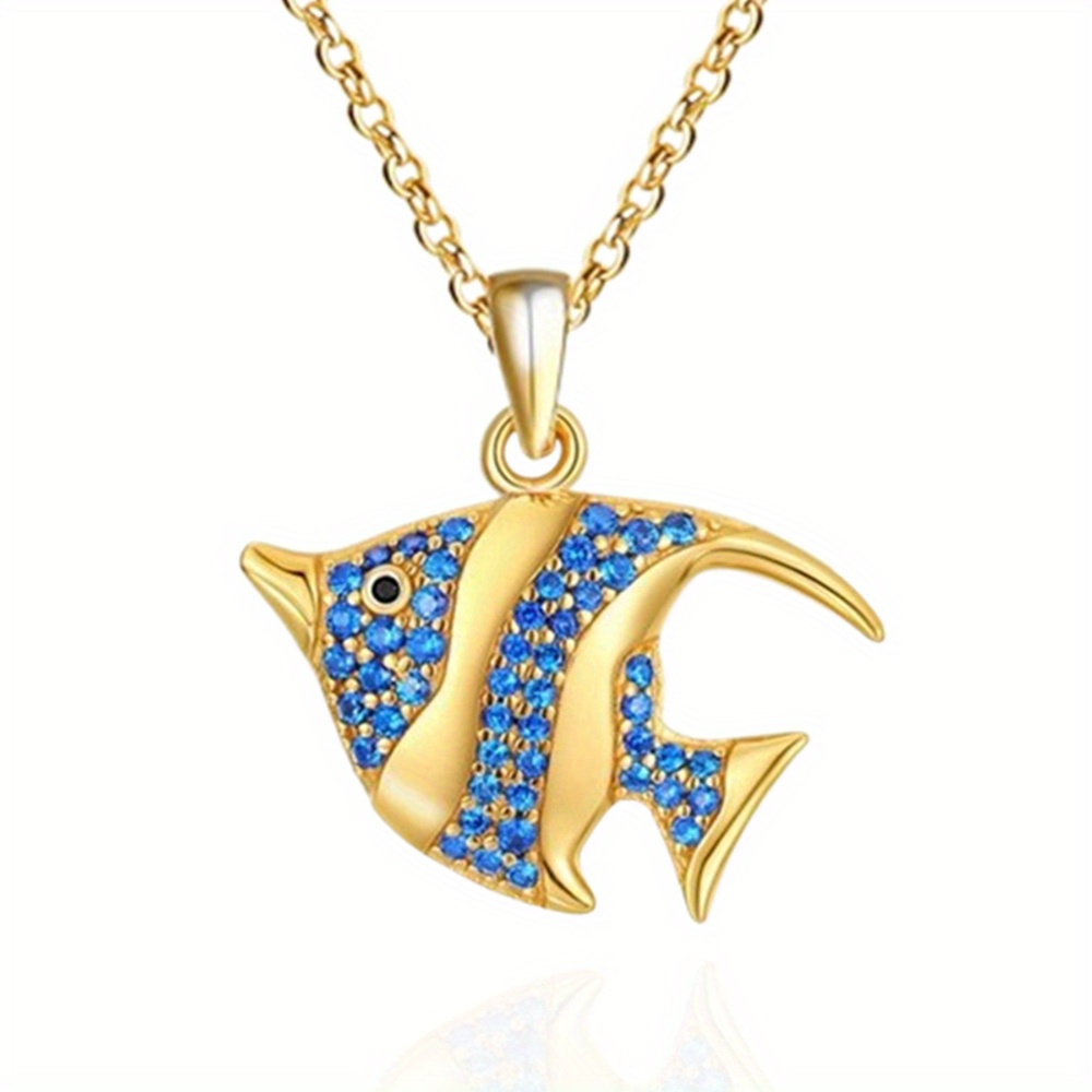 exquisite marine animals pattern blue rhinestones embedded golden plated alloy necklace with octopus crab fish details 5