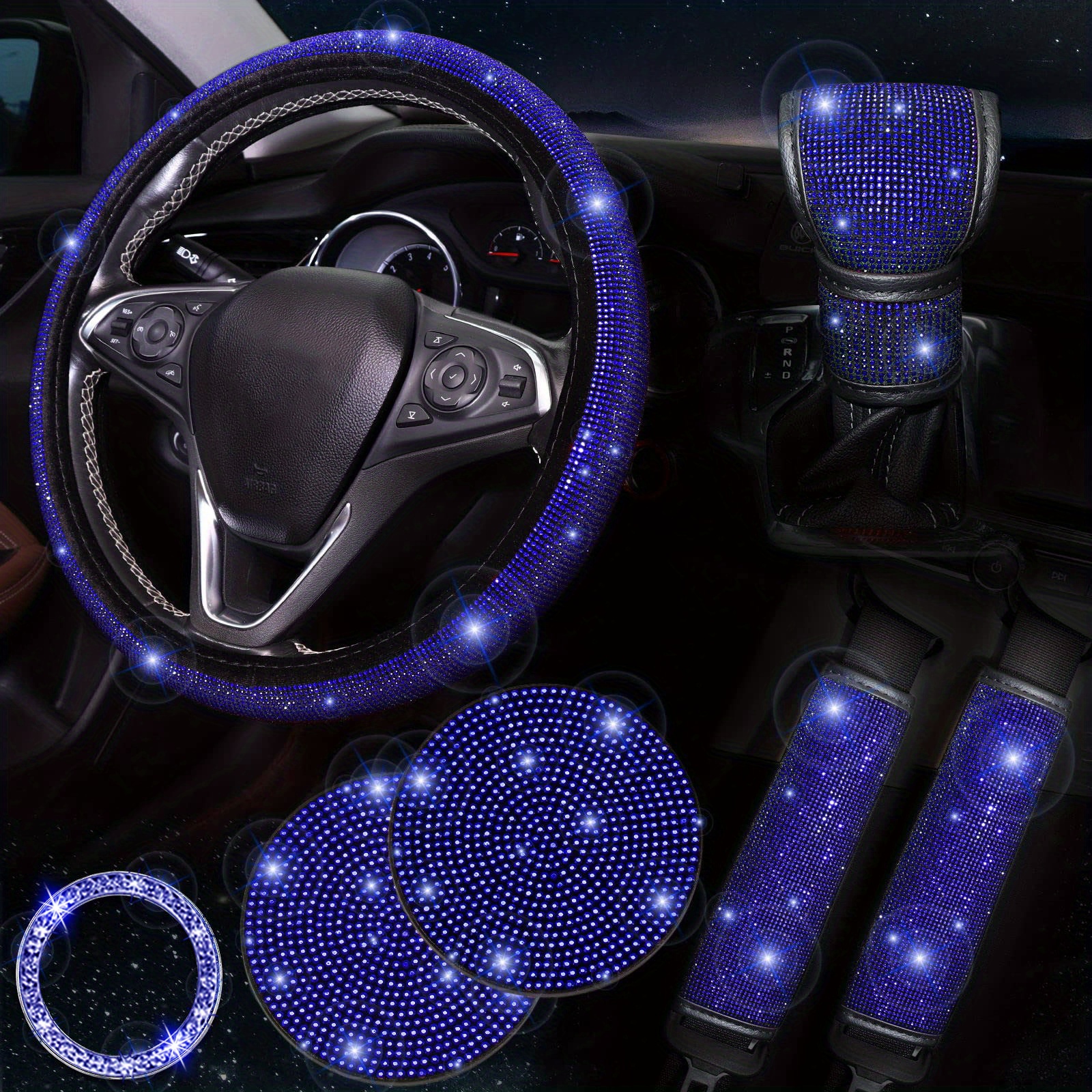 Blue Color Car Interior Decoration Kit Bling Car Accessories - Temu