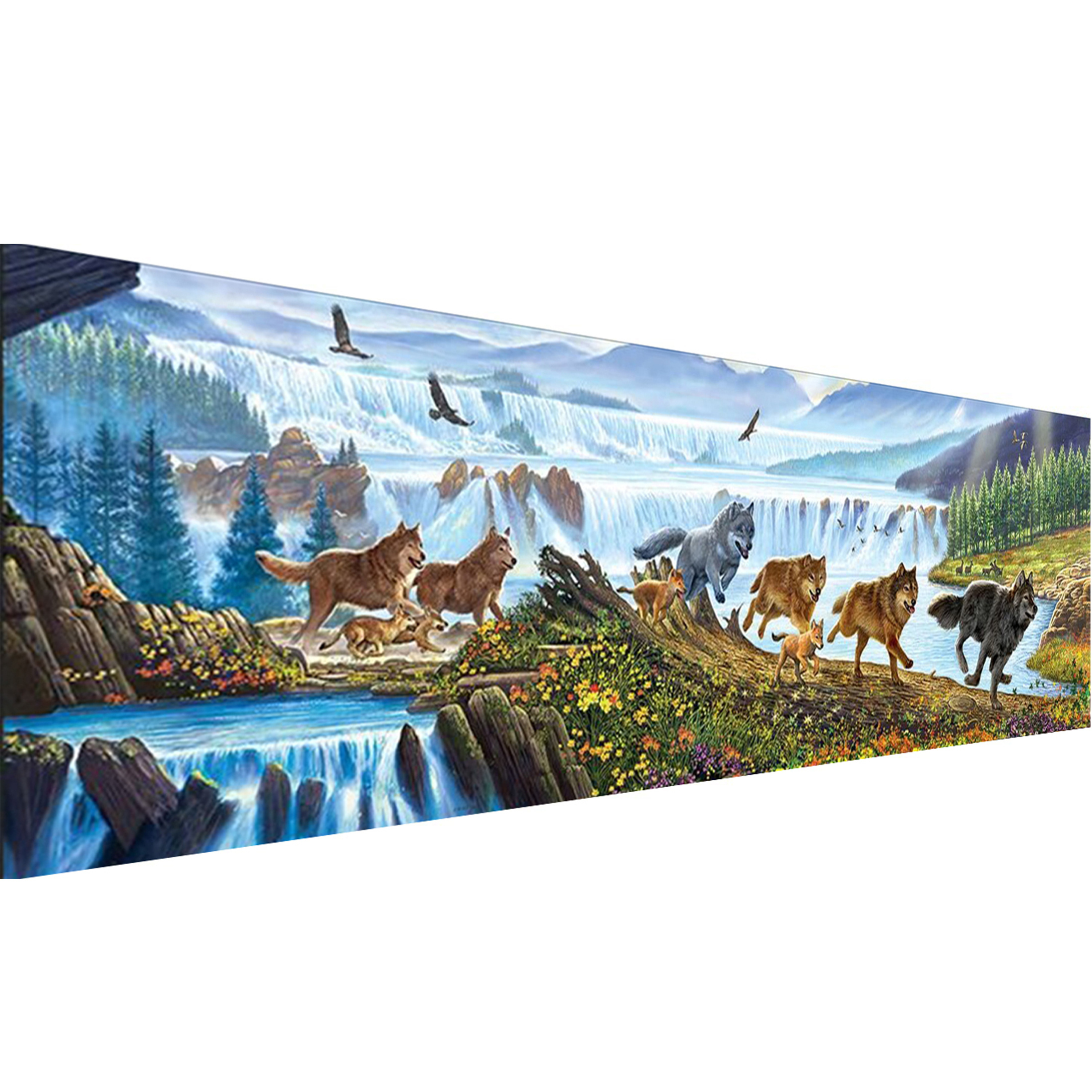 5d Diy Adult Large Diamond Painting Set Running Wolf Round - Temu