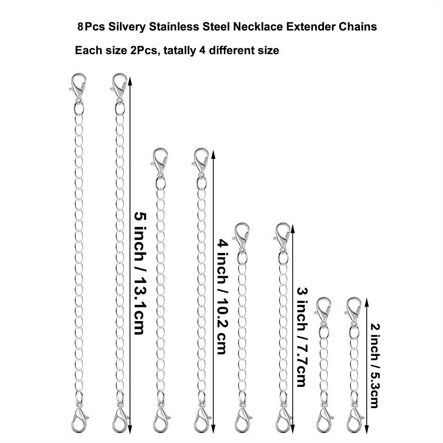Golden Silvery Stainless Steel Necklace Extenders Chain Jewelry