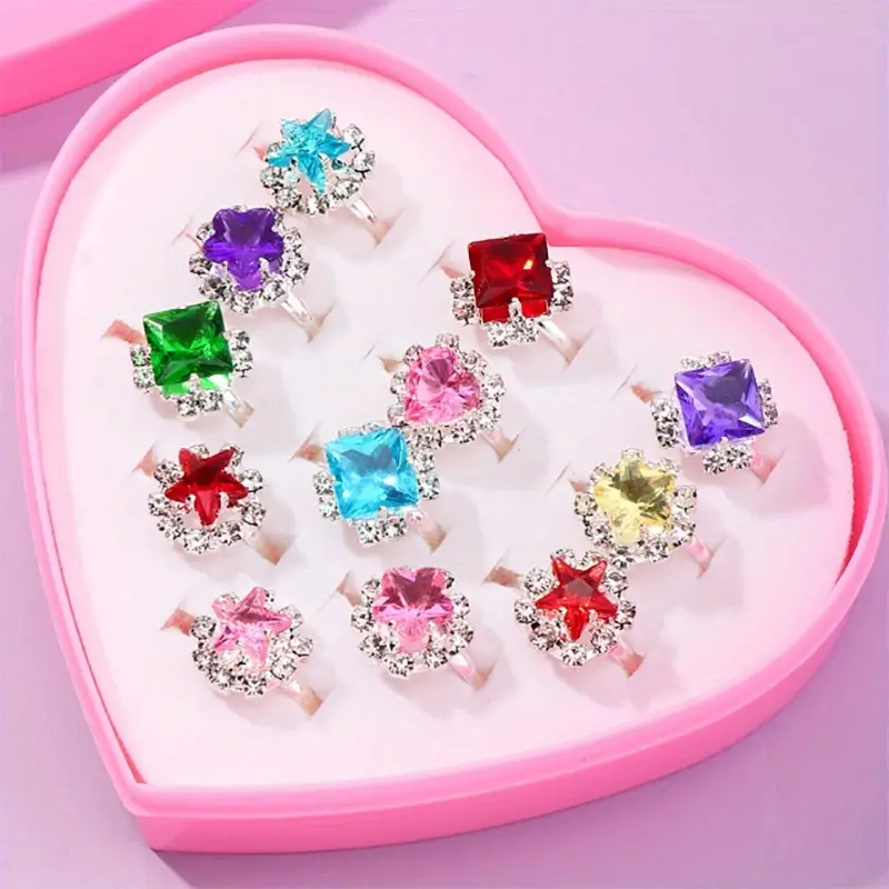 12pzas Anillos Decorativos Coloridos Diamantes Imitación - Temu