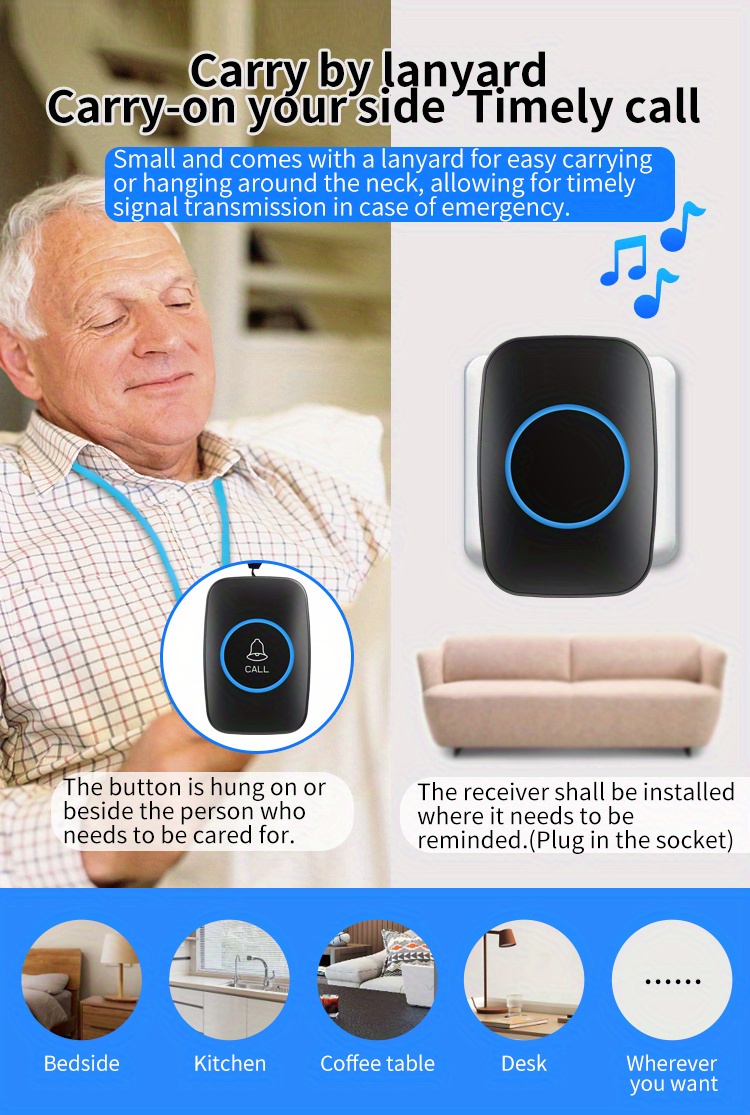 Caregiver Pager Wireless Call Button Nurse Alert System - Temu