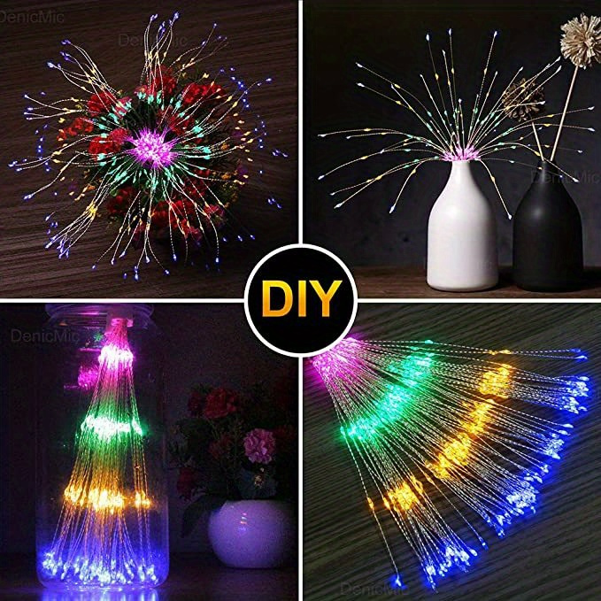 Luminaires À Guirlande De Feux D'artifice En Fil De Cuivre À Led Avec 8  Modes, Guirlande Lumineuse De Fée À Piles Avec Télécommande, Décorations De  Noël Et De Mariage À Suspendre