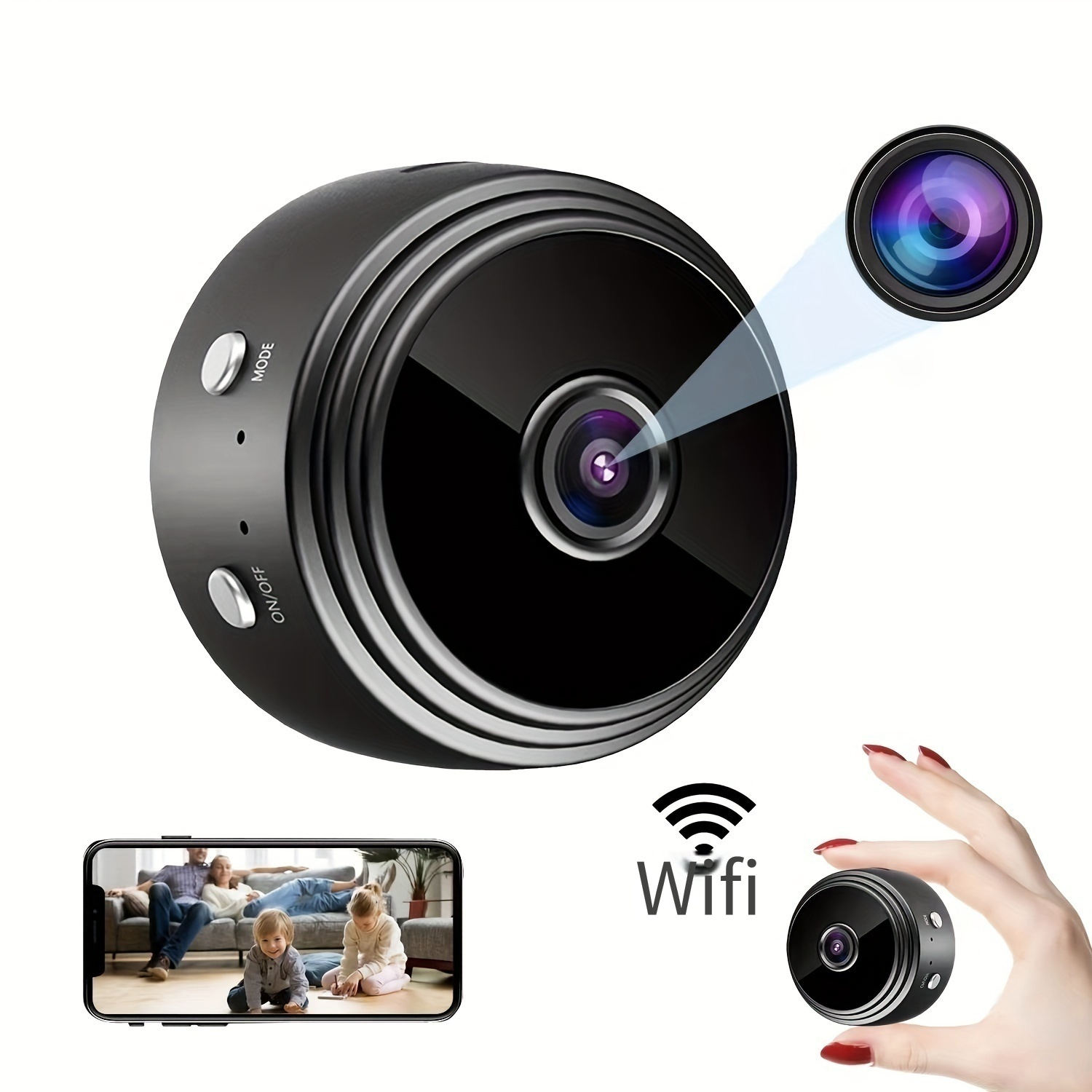 Mini cámara inalámbrica WiFi, cámara oculta, cámaras de seguridad, pequeña  cámara de niñera HD 1080p con visión nocturna, detección de movimiento
