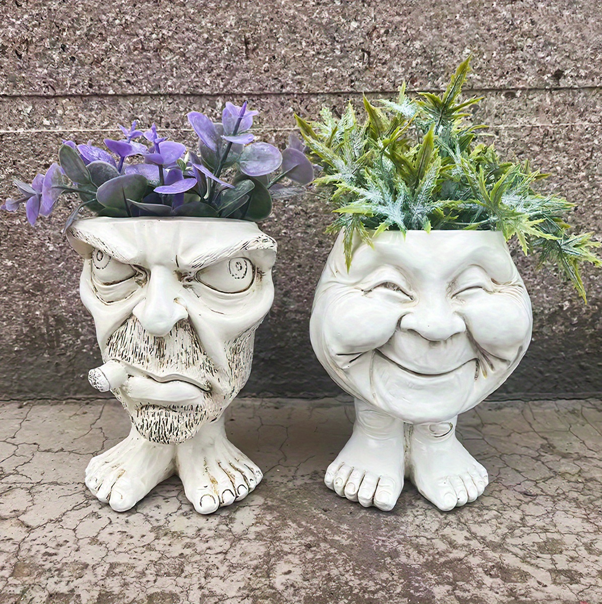 Unique Cute Head Planter Indoor Outdoor Plants Resin Flower Temu